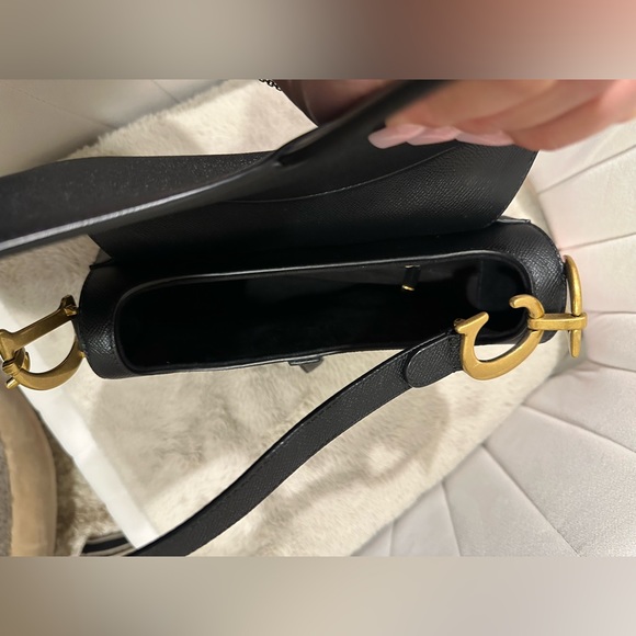 Dior Grained Leather Black Saddle with Strap - Picture 7 of 13